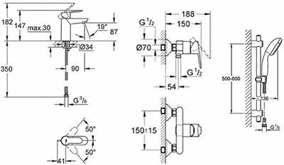 набор для душа Grohe BauEdge 123208S