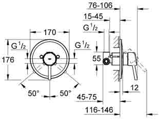 смеситель для душа скрытого монтажа Grohe Concetto 32213 смеситель для душа скрытого монтажа Grohe Concetto 32213