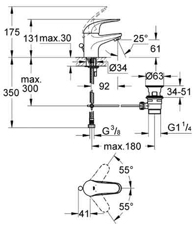 смеситель для раковины Grohe Euroeco 23262000