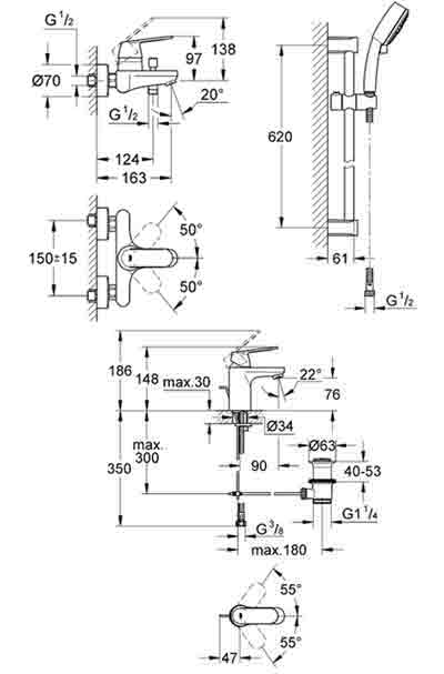 набор смесителей для ванны Grohe Eurosmart Cosmopolitan 116938