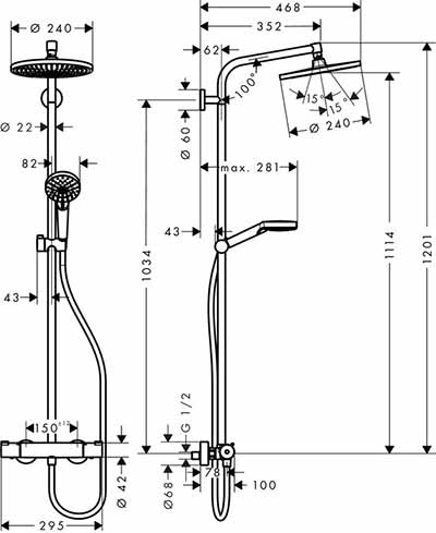 Hansgrohe Crometta S 240 1jet Showerpipe 27267