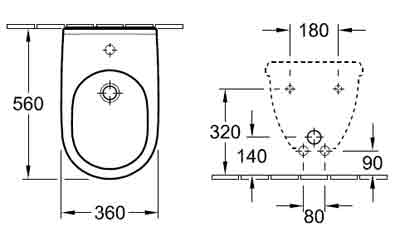 биде подвесное Villeroy Boch O Novo 54600001 схема