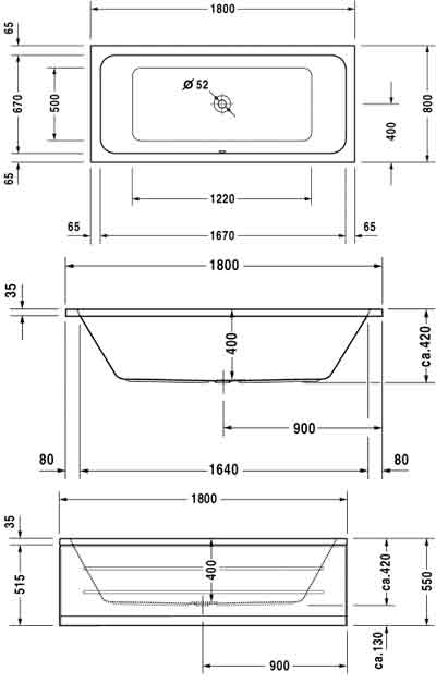 Duravit D-Code 7001010 ванна акриловая