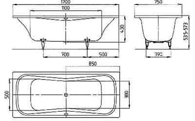 ванна стальная Kaldewei Dyna Duo 216015320001 Mod.610