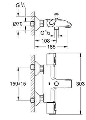 Термостат для ванны Grohe 34155