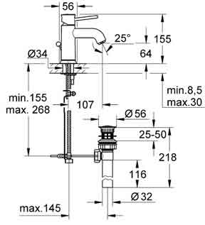 смеситель для раковины Grohe BauClassic 23162