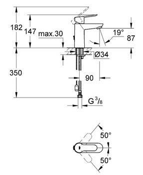 смеситель для раковины Grohe BauEdge 23330