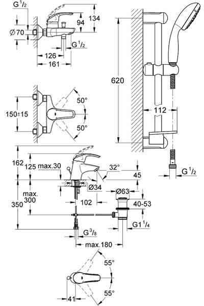 набор смесителей Grohe Eurosmart