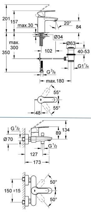 набор смесителей Grohe Eurostyle 166941 набор смесителей Grohe Eurostyle 166941