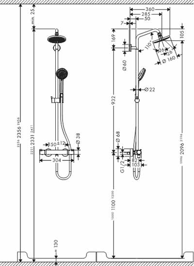 Hansgrohe Croma 160 271350 showerpipe