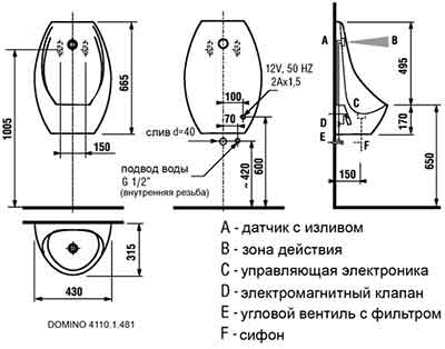 писуар сенсорный Jika Domino