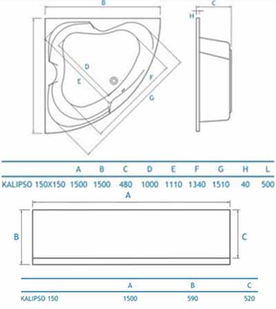 ванна угловая акриловая Koller Pool Kalipso 150 см