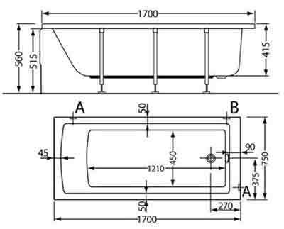 ванна акриловая Koller Pool Neon 170х75 см