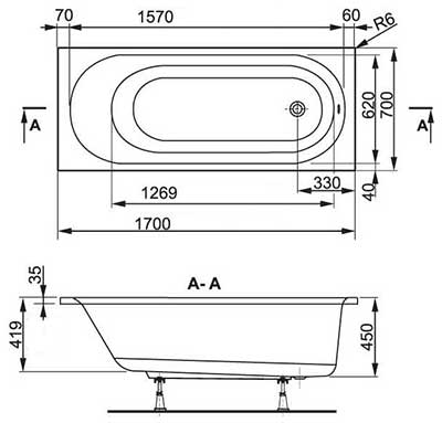 ванна Vagnerplast Kassandra 170 см