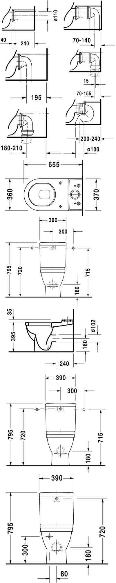 унитаз Duravit Starck 012809 за подлецо схема