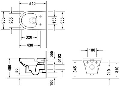 Duravit 45620900A1 чертеж унитаза