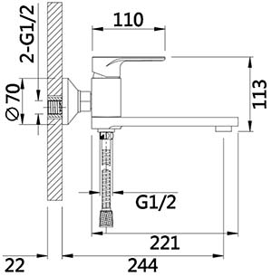 смеситель для ванны черный с поворотным изливом
