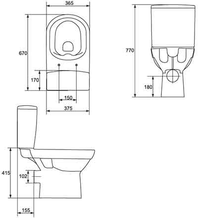 Cersanit City CleanOn чертеж Cersanit City CleanOn чертеж