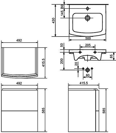 тумба с раковиной Cersanit Easy 50 02040