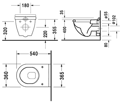 размеры схема Duravit Starck 3 220009