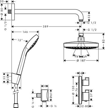 Hansgrohe Croma Select E / Ecostat E 27295 Hansgrohe Croma Select E / Ecostat E 27295