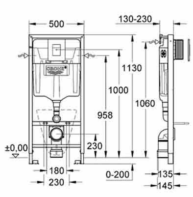 Grohe 38775 с унитазом Vitra