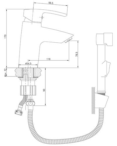 смеситель с бидеткой для раковины Imprese Horak 05170BT